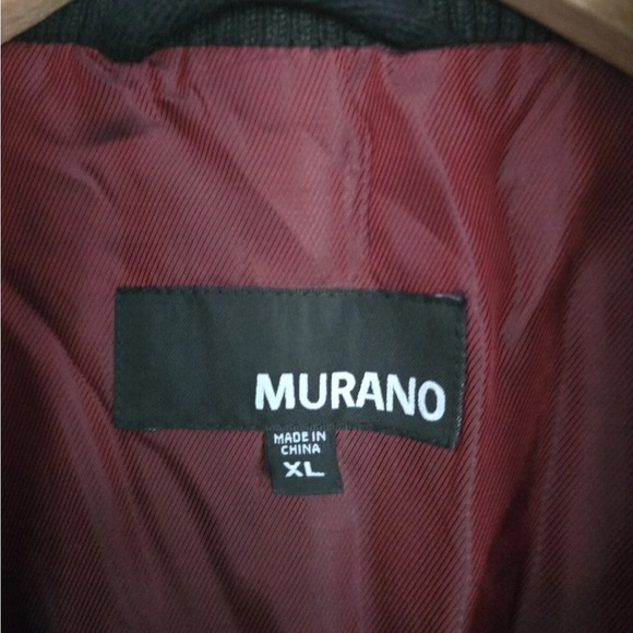 Murano Wool Blend Jacket Coat XL Men Black Leather Trim Military Heavy 90s Y2k - Picture 6 of 16